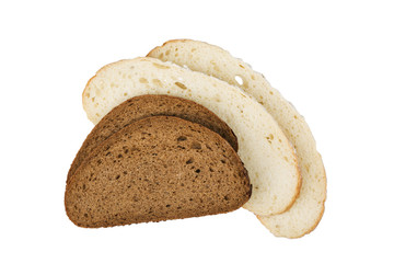 Brown and white bread slices