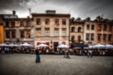 Blurred image of old Lublin, Poland
