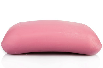 Pink soap. On white, isolated background.