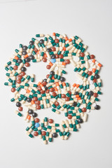 different colored pills