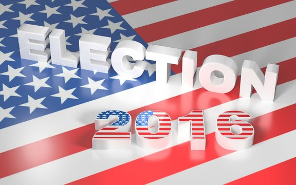 3D illustration with USA flag and text election 2016. 3D rendering.