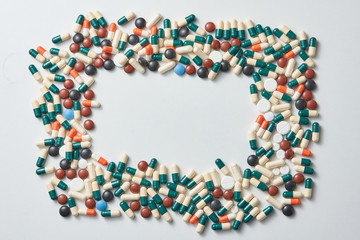  frame made ofdifferent colored pills
