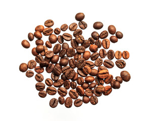 Coffee beans isolated on white background.