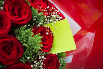Red rose bouquet with copy space