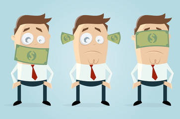 deaf dumb blind businessmen with dollar bank notes