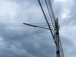 Electric pole and sky before the rain most cloudy. © max_play