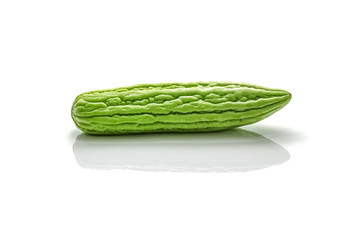 Isolated of green bitter gourd on the white background