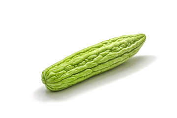 Isolated of green bitter gourd on the white background