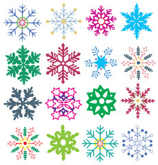 Vector Colorful Snowflakes