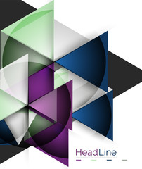 Colorful triangles on white background