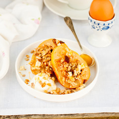 Honey Roast Pears with Granola and Yogurt