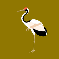 bird crane vector illustration style Flat