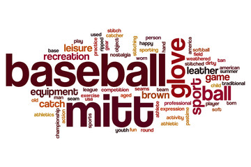 Baseball mitt word cloud