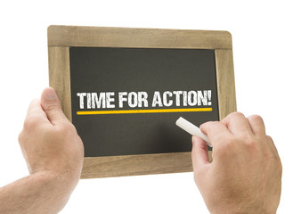 Time for Action! Hand writing on chalkboard