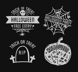 Happy Halloween logo with curving pumpkins