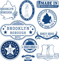 generic stamps and signs of Brooklyn borough, NYC