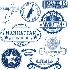 generic stamps and signs of Manhattan borough, NYC