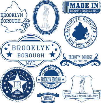 generic stamps and signs of Brooklyn borough, NYC