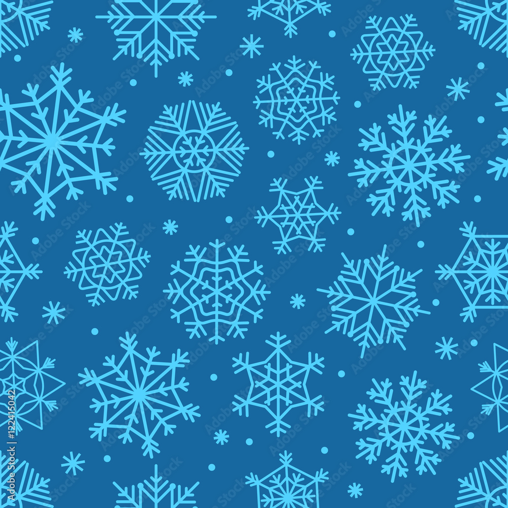 Poster different snowflakes set. abstract seamless background