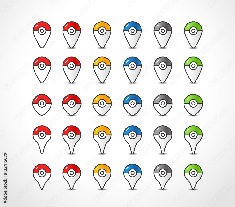 Poster Different navigation pins color collection