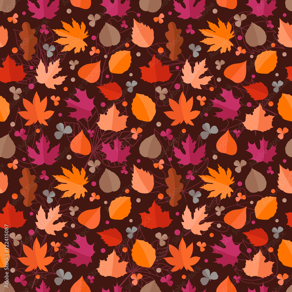 Aufkleber autumn seamless vector pattern. fall leaves collection