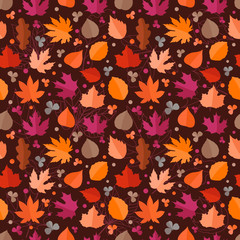Autumn seamless vector pattern. Fall leaves collection