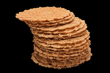 Round salted wafer on black