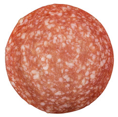 Salami. Sausage Slice isolated on white