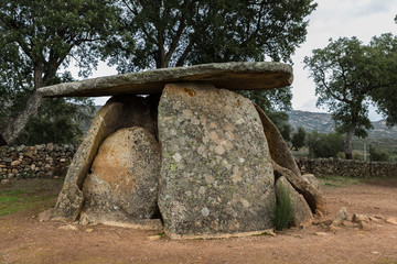 Dolmen of Mellizo. 
Chamber with short corridor.
It is one the most ancient dolmens known in Valencia de Alcantara, Spain.
Chronology: IV-III millennium.