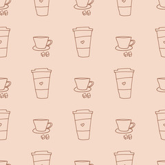 coffee cup and mug seamless pattern