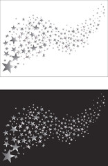 Flying silver stars. Vector illustration
