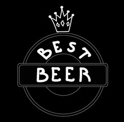 icon or logo for beer bar or store. Best beer with a crown. Freehand drawing. Vector illustration. Hand-drawing