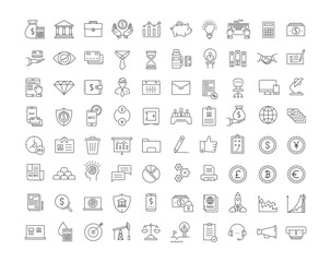 Set Vector Flat Line Icons Finance