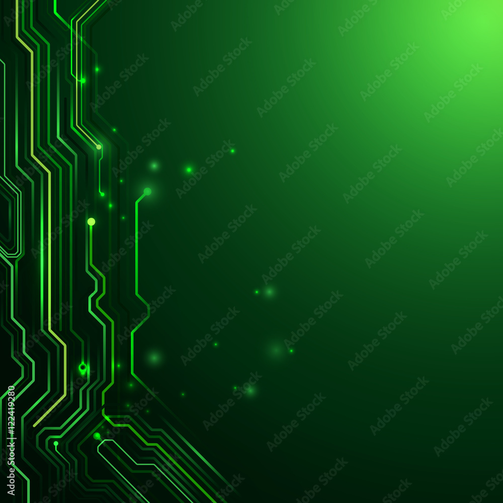 Poster abstract lines technology on green light background space for yo