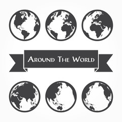 Around the world ( outline of world map )