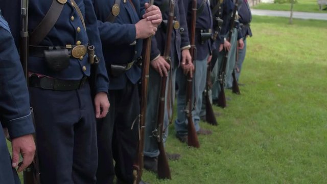 Civil War soldiers come to attention