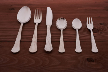 set of cutlery on a wooden table