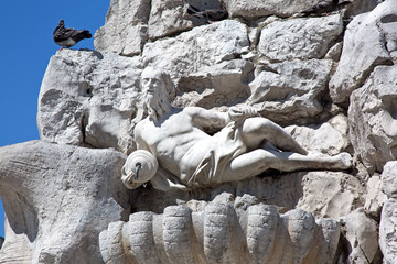 Detail of the fountain of the four continents, Trieste