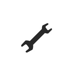 Wrench icon vector illustration isolated on white background, black and white monochrome wrench pictogram