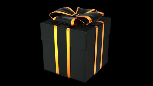 Halloween style gift box 3D animation with alpha matte