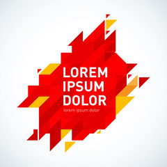 Minimalistic design, creative concept, modern diagonal abstract background Geometric element. Red and yellow diagonal lines & triangles. Islated vector-stock illustration