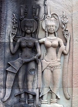 Bas-relief in Angkor Wat, Cambodia