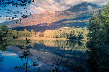 lake and mountain with reflection