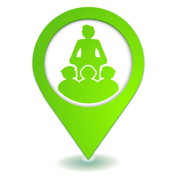 symbole conf&eacute;rence g&eacute;olocalisation vert
