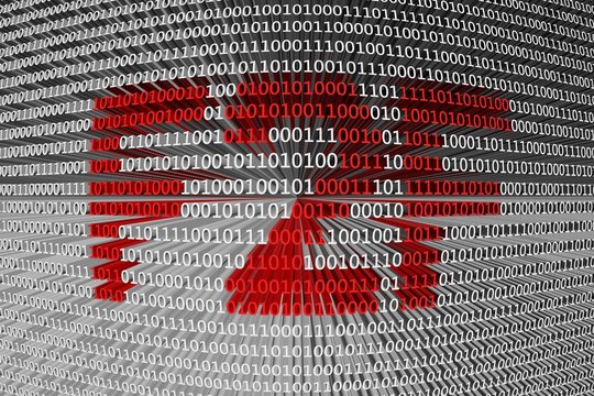 F2F in the form of binary code, 3D illustration