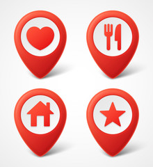 3d Map pointer icons. Map Markers set. Vector illustration