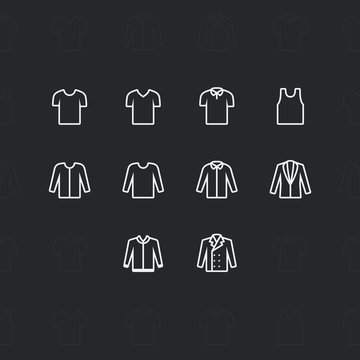 Fashion clothes Icons, 2 pixel stroke & 60x60 resolution. Outline vector icons for web and mobile.