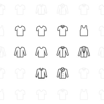 Fashion clothes Icons, 2 pixel stroke & 60x60 resolution. Outline vector icons for web and mobile.