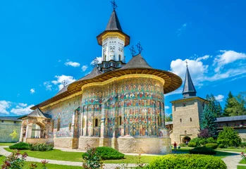 Fotobehang Sucevita orthodox painted church monastery protected by unesco heritage, Suceava town, Moldavia, Bucovina, Romania © Serenity-H