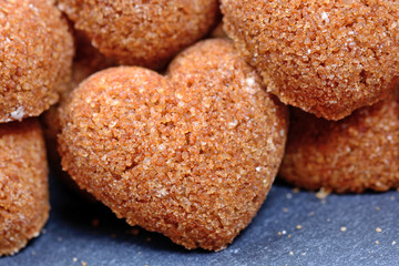 Group of brown sugar hearts